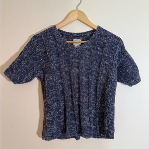 American Eagle Heather Navy V-Neck Short Sleeved Sweater Size Small